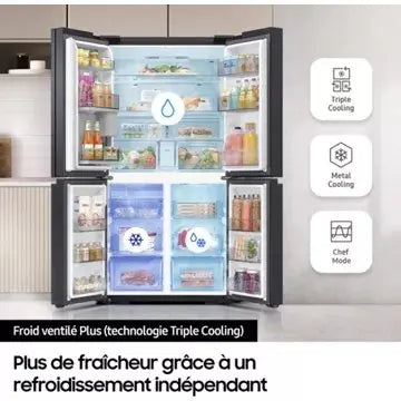 Réfrigérateur multi portes SAMSUNG RF65DG9H0EB1 family hub avec AI vision